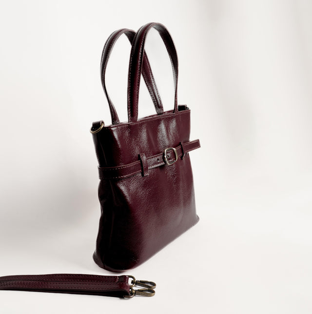 Zeroassoluto-Borsa a mano con fibbia genuine leather high quality VINTAGE LOOK - Bordeaux