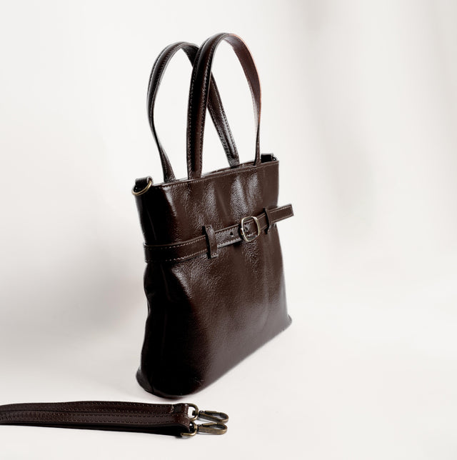 Zeroassoluto-Borsa a mano con fibbia genuine leather high quality VINTAGE LOOK - moro