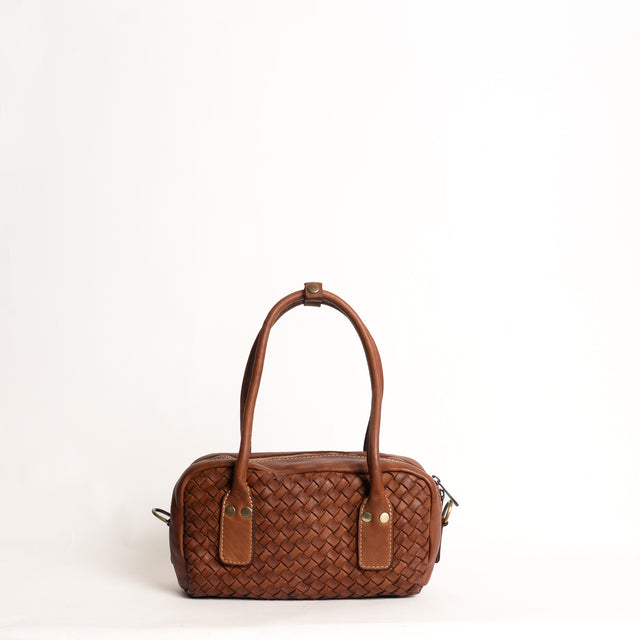 Zeroassoluto-Borsa bauletto intrecciata genuine leather high quality - cuoio