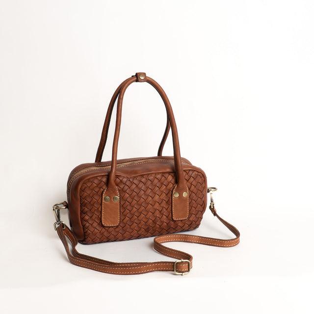 Zeroassoluto-Borsa bauletto intrecciata genuine leather high quality - cuoio