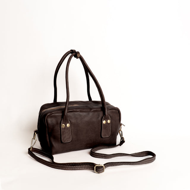 Zeroassoluto-Borsa bauletto genuine leather high quality - moro