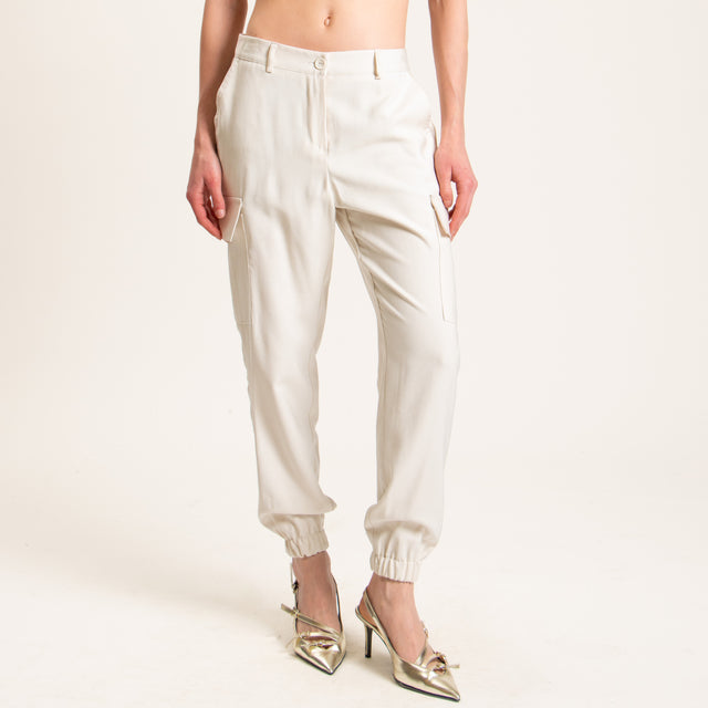 Zeroassoluto-Pantalone BEAUTY cargo - burro