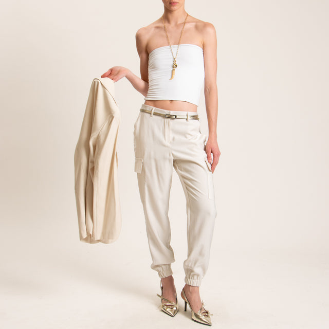 Zeroassoluto-Pantalone BEAUTY cargo - burro
