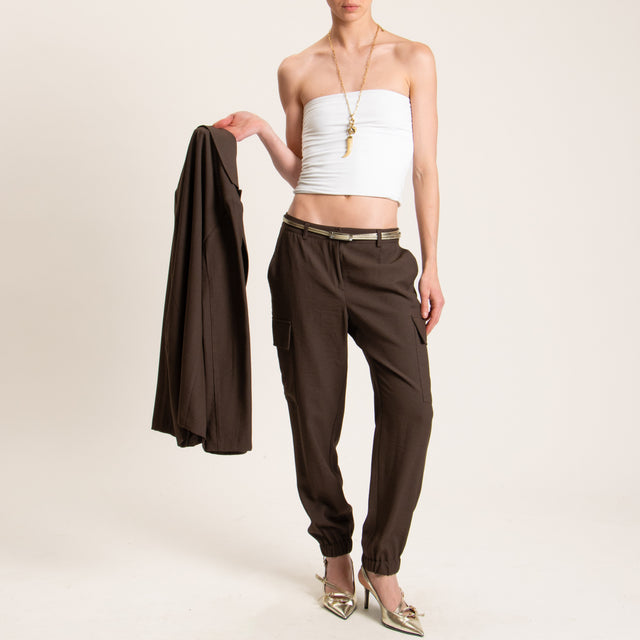 Zeroassoluto-Pantalone BEAUTY cargo - cioccolato