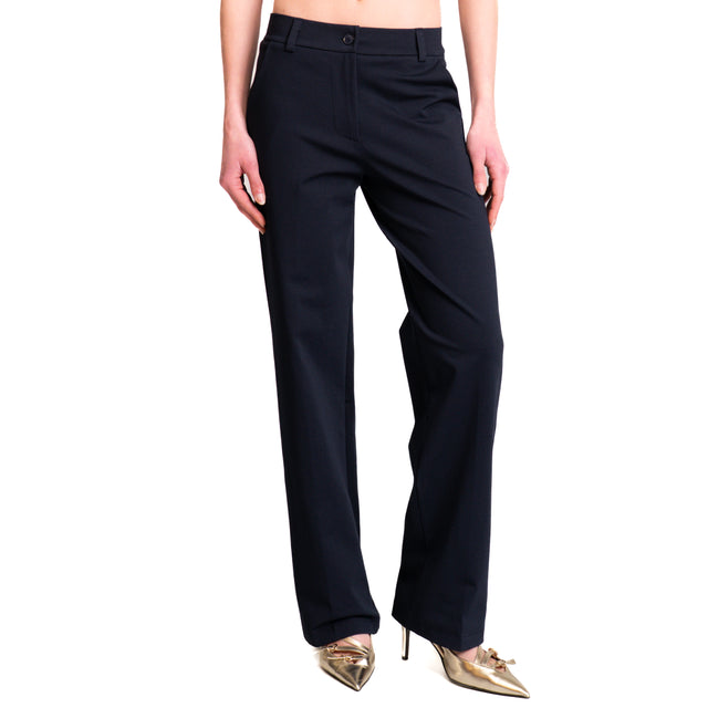 Pantalón recto de punto milano Zeroassoluto-BELLE - azul