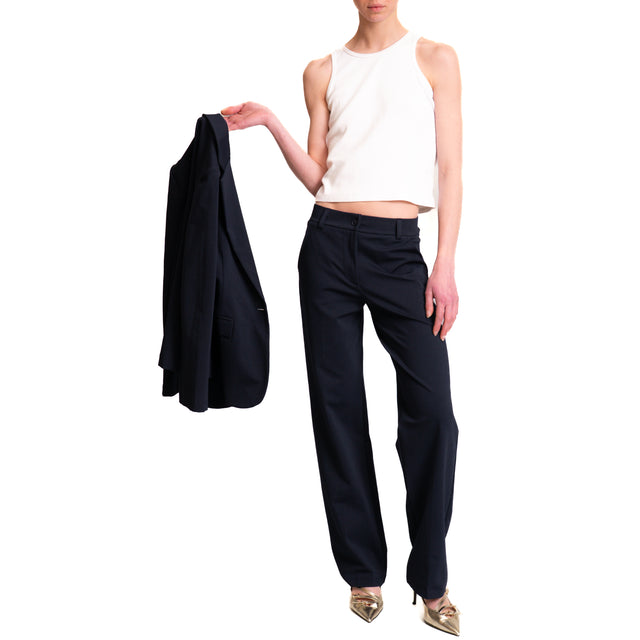 Pantalón recto de punto milano Zeroassoluto-BELLE - azul