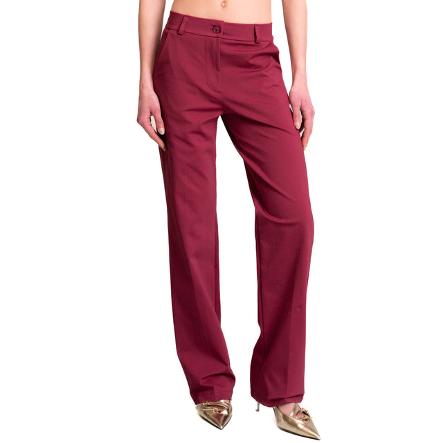 Pantalón recto de punto milano Zeroassoluto-BELLE - cereza