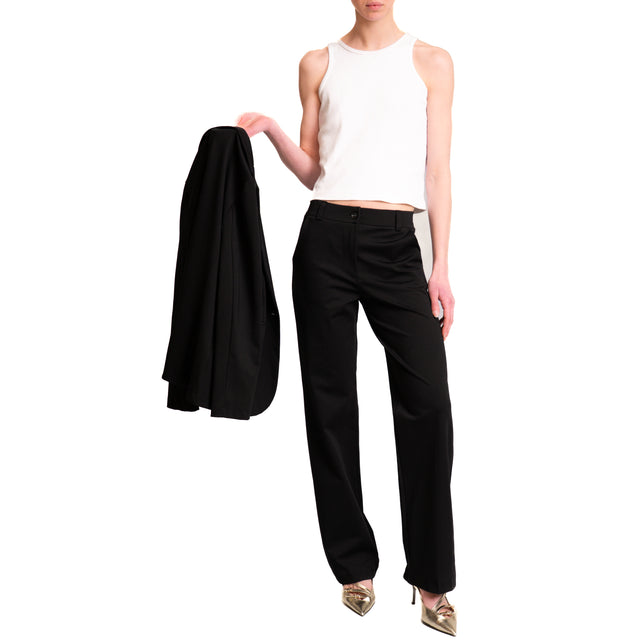 Pantalón recto de punto milano Zeroassoluto-BELLE - negro