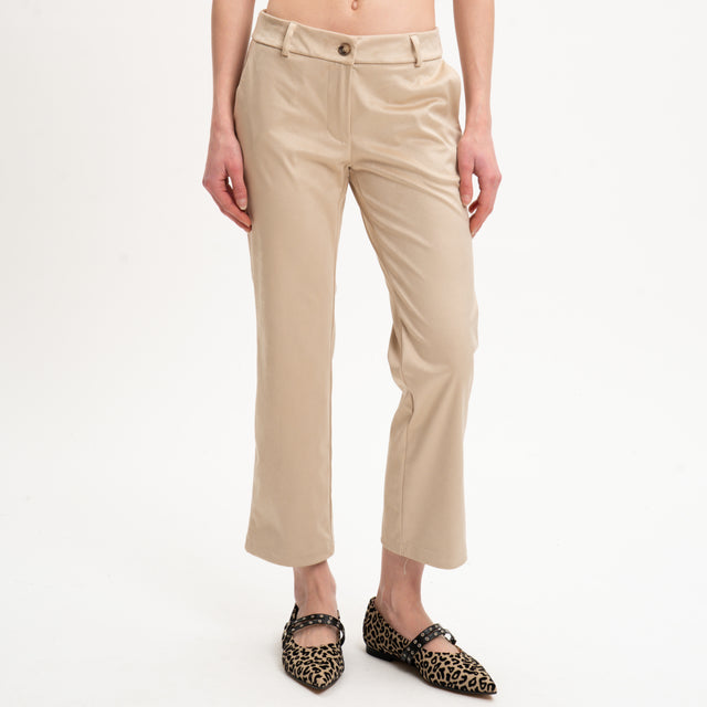 Zeroassoluto-Pantalone BENNY effetto suede - sand