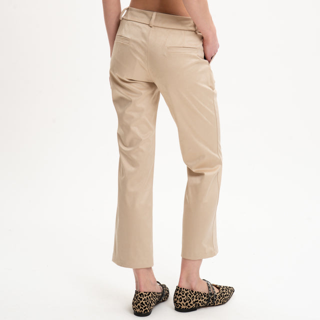 Zeroassoluto-Pantalone BENNY effetto suede - sand