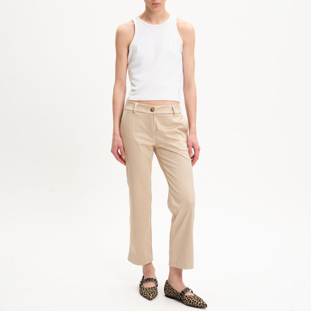Zeroassoluto-Pantalone BENNY effetto suede - sand