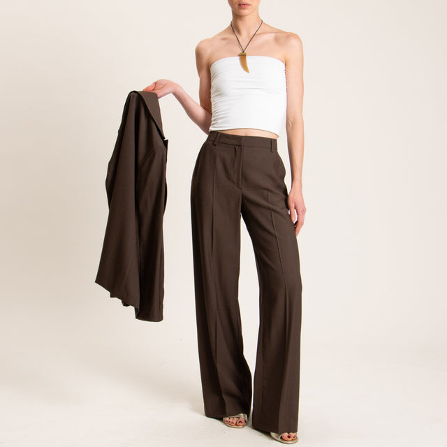 Zeroassoluto-Pantalone BERYL palazzo - cioccolato