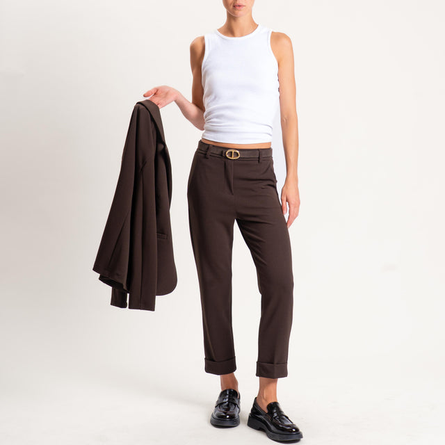Zeroassoluto-Pantalone BETTY scuba crêpe elasticizzato - moro