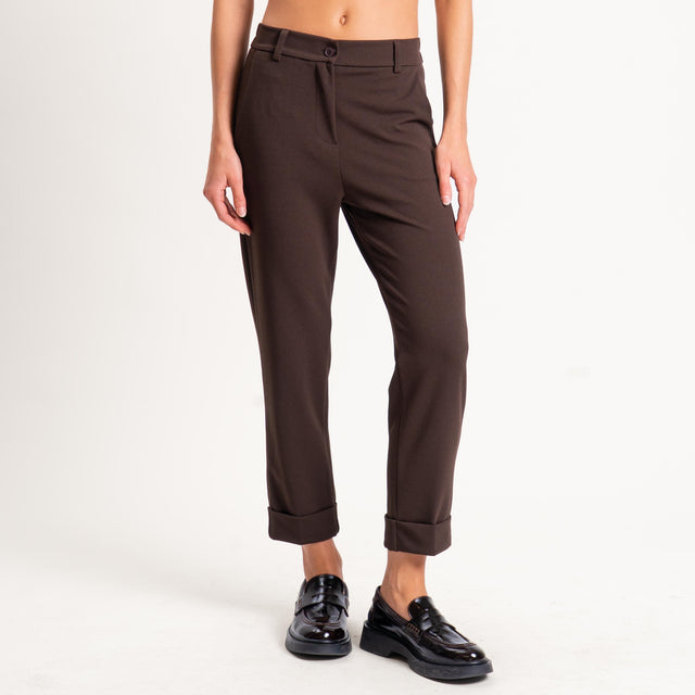 Zeroassoluto-Pantalone BETTY scuba crêpe elasticizzato - moro