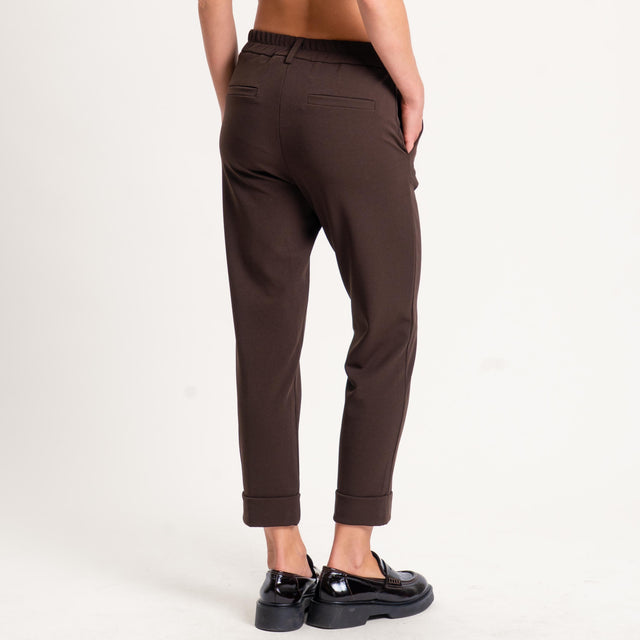 Zeroassoluto-Pantalone BETTY scuba crêpe elasticizzato - moro