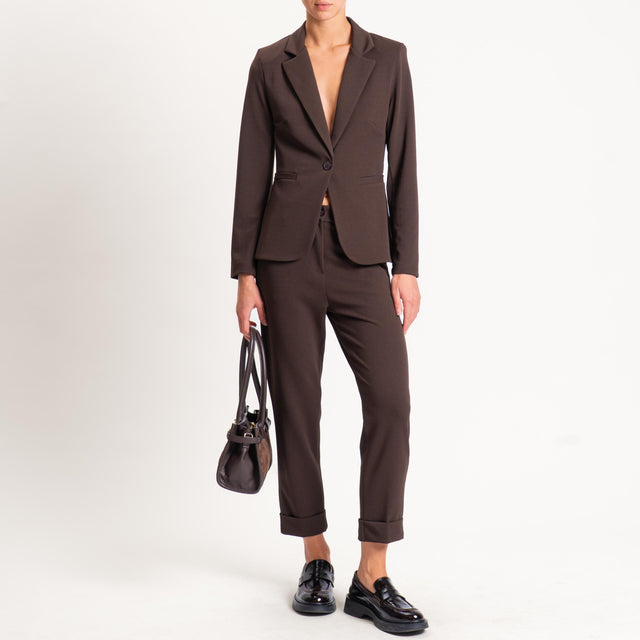 Zeroassoluto-Pantalone BETTY scuba crêpe elasticizzato - moro