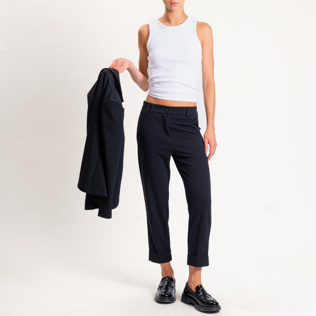 Zeroassoluto-Pantalone BETTY scuba crêpe elasticizzato - nero