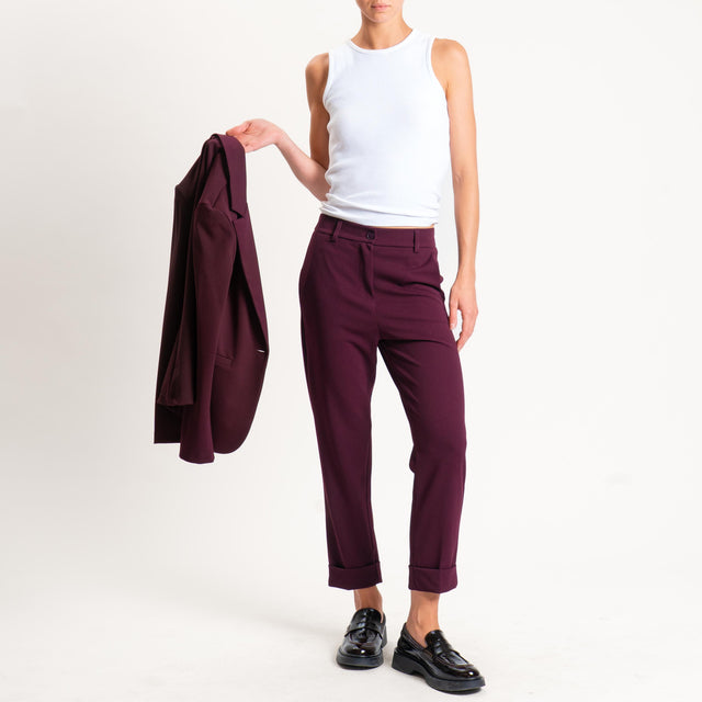 Zeroassoluto-Pantalone BETTY scuba crêpe elasticizzato - vino