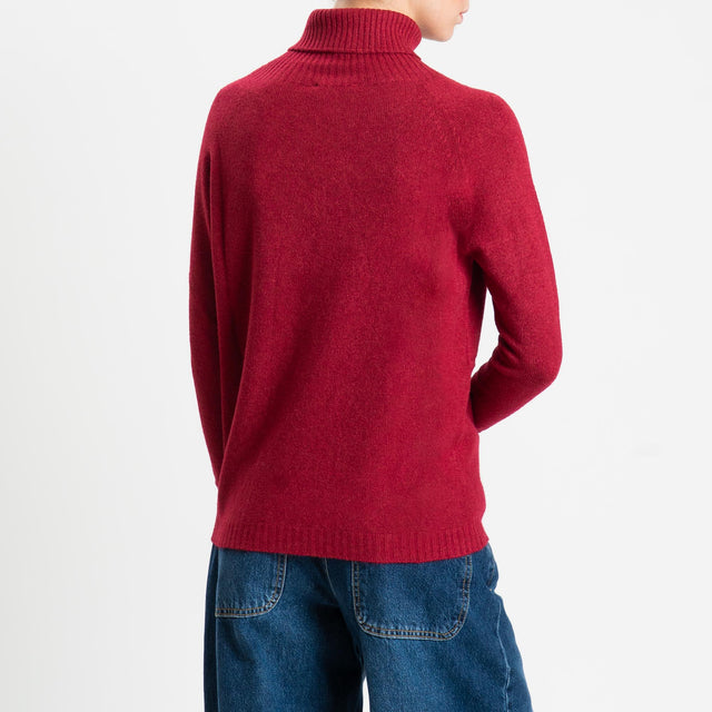 Zeroassoluto-Maglia soft hand collo alto bordi a coste - india