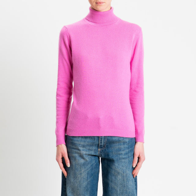 Zeroassoluto-Maglia misto cashmere collo alto bordi a coste - bubble