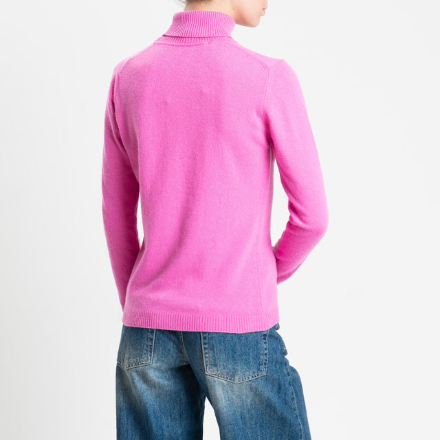 Zeroassoluto-Maglia misto cashmere collo alto bordi a coste - bubble