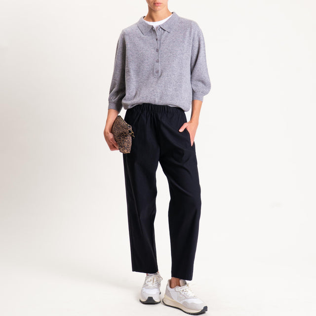 Zeroassoluto-Pantaline BILLY baggy tessuto elastic - nero