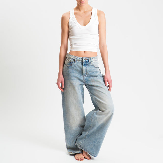 Zeroassoluto- Jeans BOSTON wide leg - denim chiaro