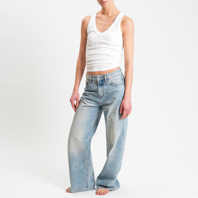 Zeroassoluto- Jeans BOSTON wide leg - denim chiaro