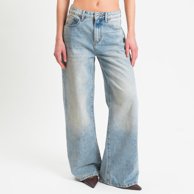 Zeroassoluto- Jeans BOSTON wide leg - denim chiaro