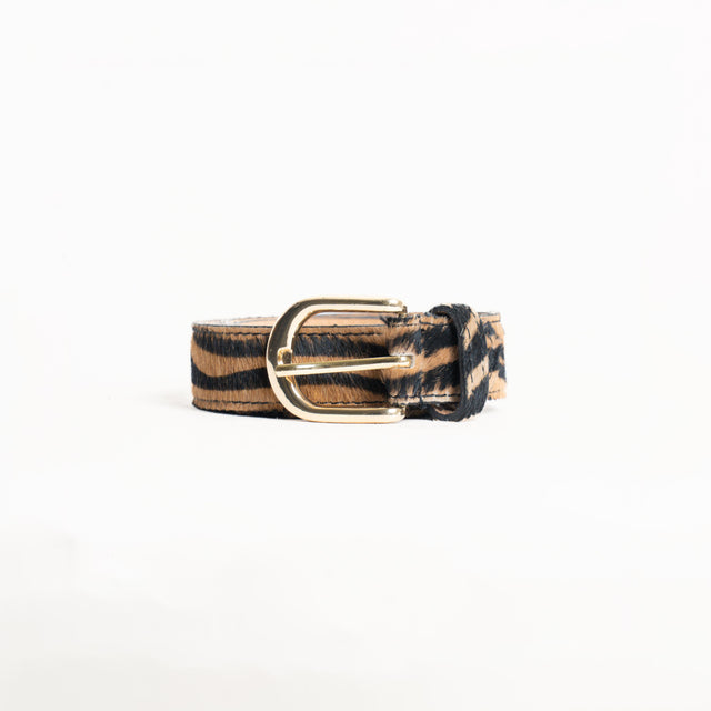 Zeroassoluto-Cintura cavallino zebrato - beige/nero