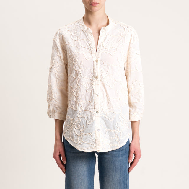 Zeroassoluto-Camicia CALY cotone con ricami - burro