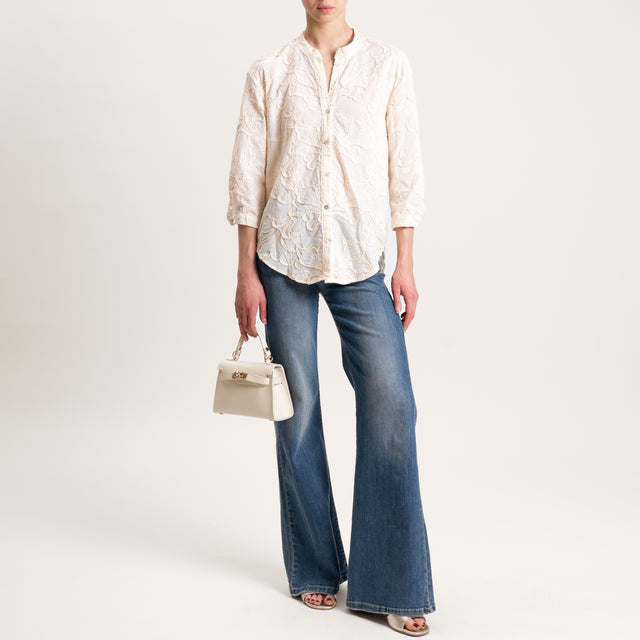 Zeroassoluto-Camicia CALY cotone con ricami - burro