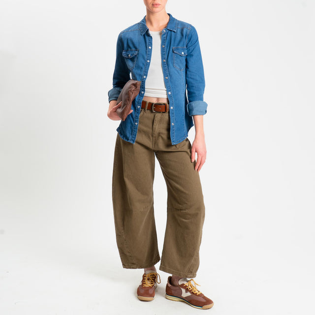 Camisa Zeroassoluto-CAMILLA slim fit de lona vaquera ligera y elástica - denim