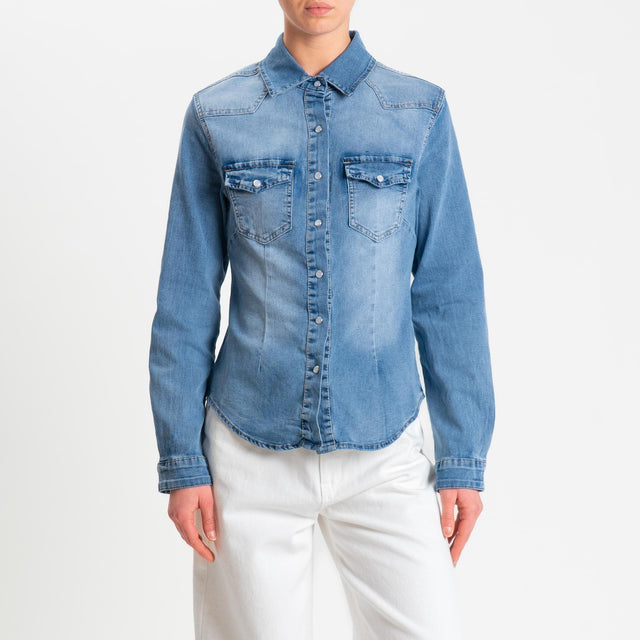 Camisa vaquera elástica de corte entallado Zeroassoluto-CARLOTTA - denim