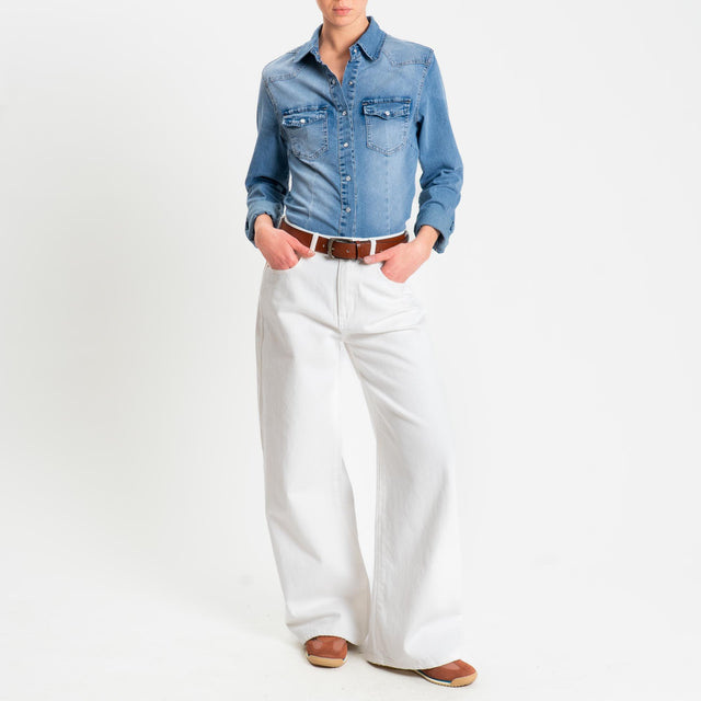 Camisa vaquera elástica de corte entallado Zeroassoluto-CARLOTTA - denim