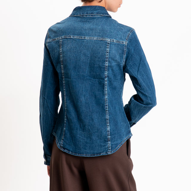 Zeroassoluto-Camicia CARLOTTA slim fit tela denim elasticiz - denim scuro