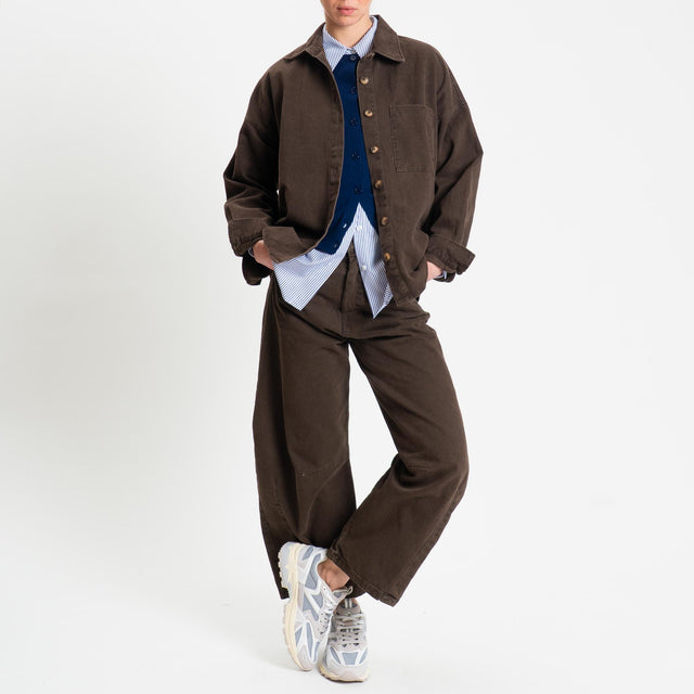 Zeroassoluto- Camicia CASSY in cotone drill - choco