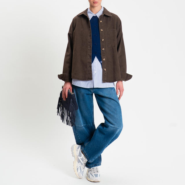 Zeroassoluto- Camicia CASSY in cotone drill - choco