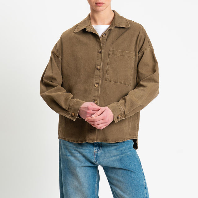 Zeroassoluto- Camicia CASSY in cotone drill - olio