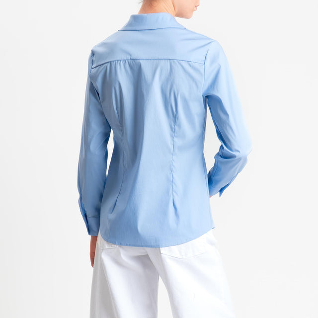 Zeroassoluto-Camicia slim fit cotone elasticizzato - celeste