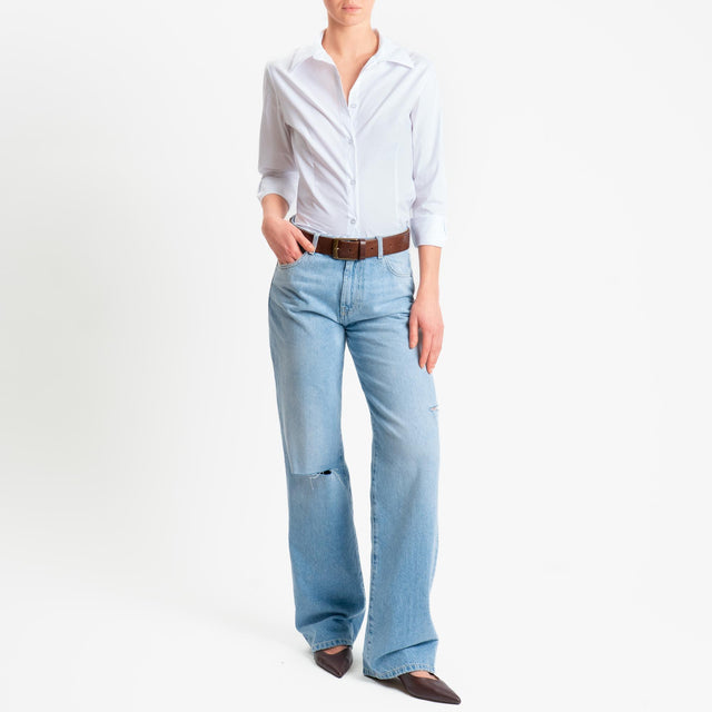 Zeroassoluto-Camicia slim fit cotone elasticizzato - bianco