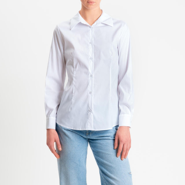 Zeroassoluto-Camicia slim fit cotone elasticizzato - bianco