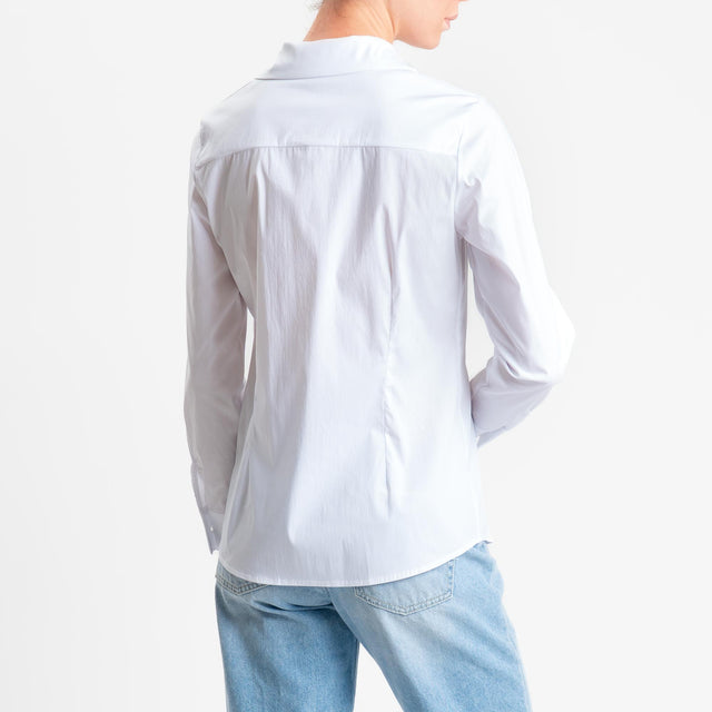 Zeroassoluto-Camicia slim fit cotone elasticizzato - bianco