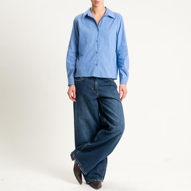 Zeroassoluto-Camicia scatola a righe - azzurro