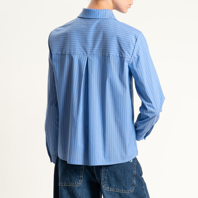 Zeroassoluto-Camicia scatola a righe - azzurro