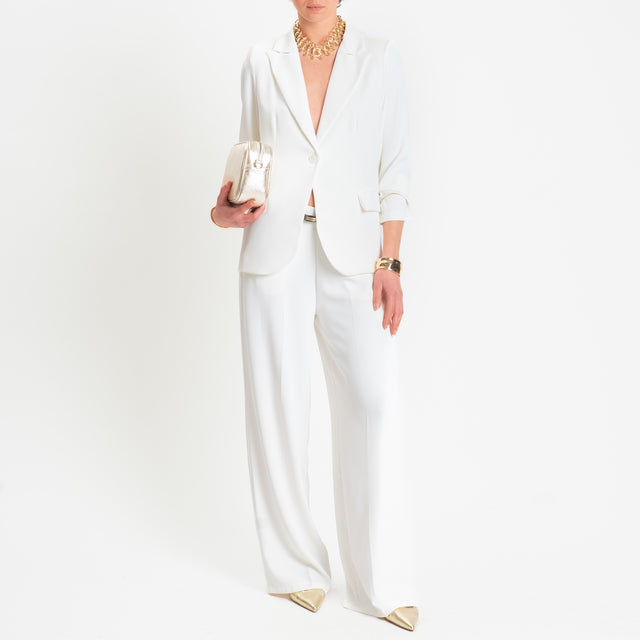 Zeroassoluto-Completo giacca + pantalone tessuto fluido - latte