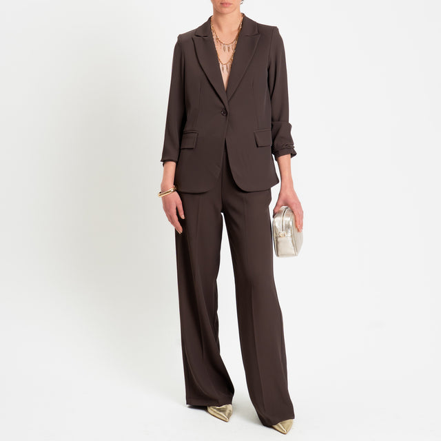 Zeroassoluto-Completo giacca + pantalone tessuto fluido - choco