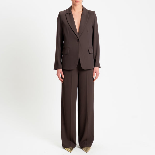 Zeroassoluto-Completo giacca + pantalone tessuto fluido - choco