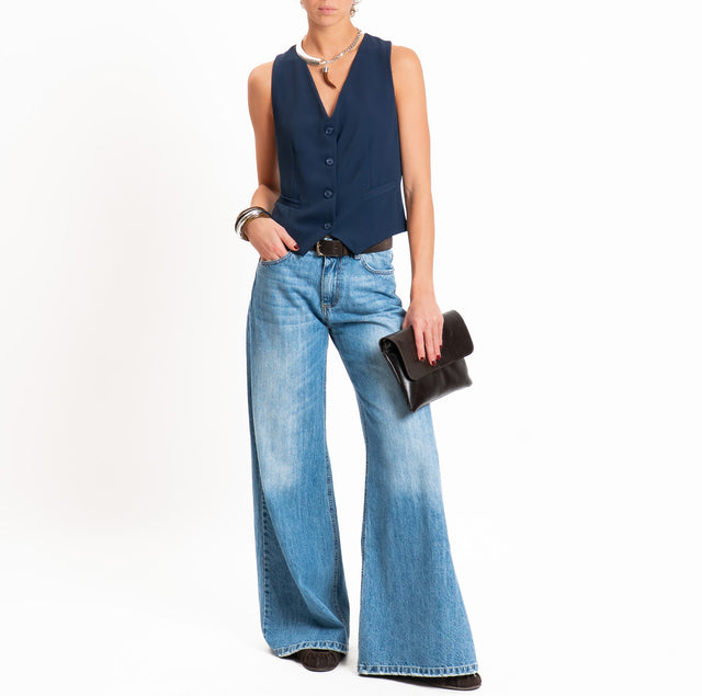 Zeroassoluto-Gilet tessuto fluido - blu