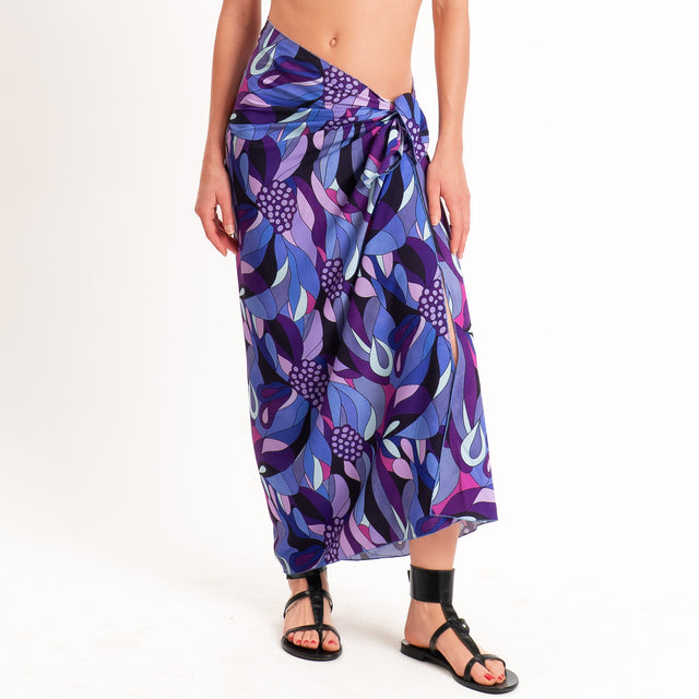 Zeroassoluto-Gonna pareo fantasia optical - viola/acqua/lilla